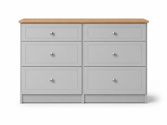 Millwood Light Grey 6 Drawer Mid Chest