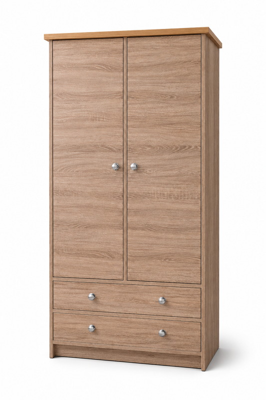 Millwood Sonoma Oak Two Door Two Drawer Wardrobe