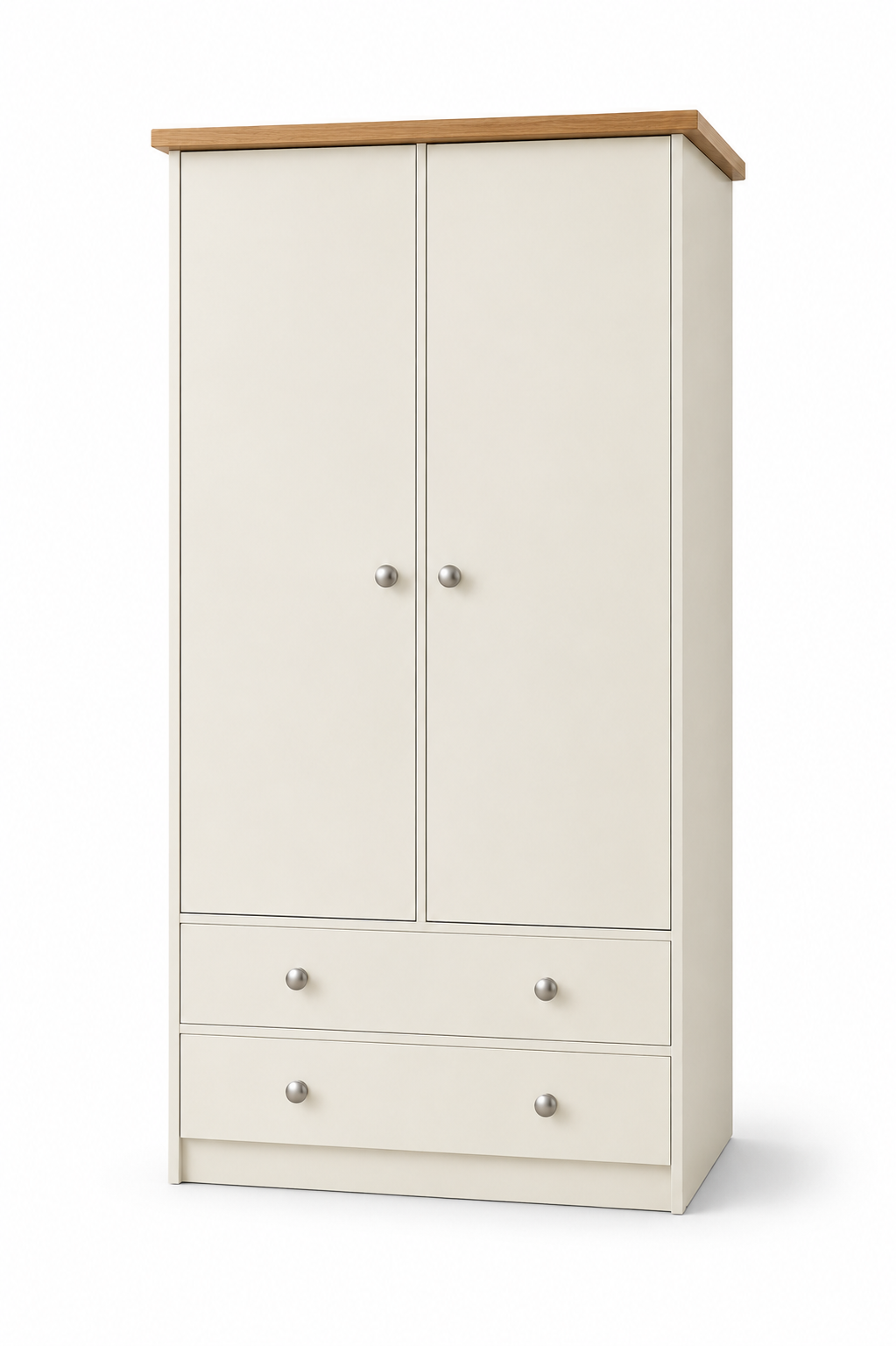 Millwood Stone White Two Door Two Drawer Wardrobe