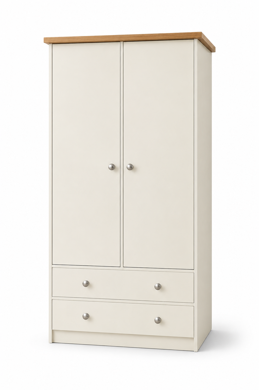 Millwood Stone White Two Door Two Drawer Wardrobe