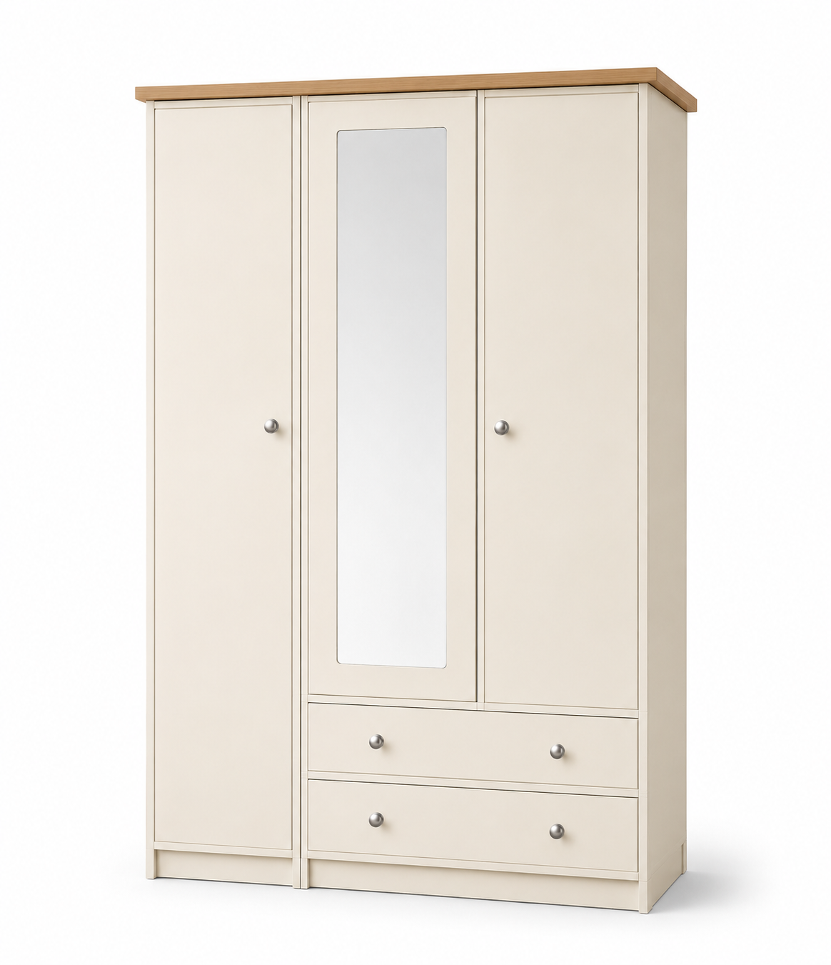 Millwood Stone White Three Door Two Drawer Wardrobe