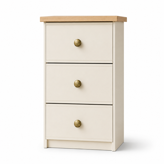 Millwood Stone White 3 Drawer Bedside Locker