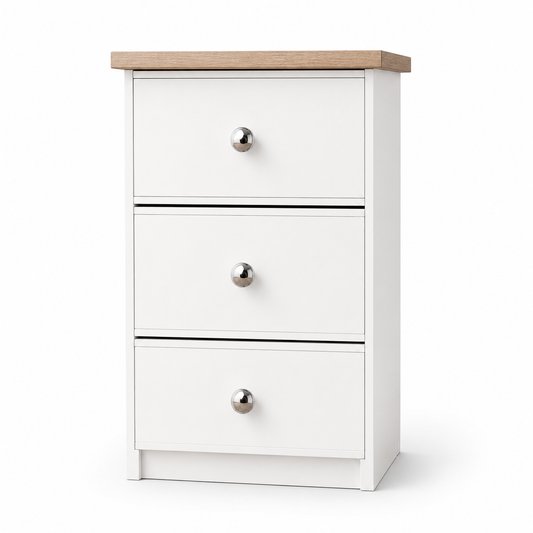 Millwood White 3 Drawer Bedside Locker