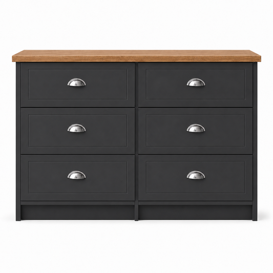 Millwood Charcoal Grey 6 Drawer Mid Chest