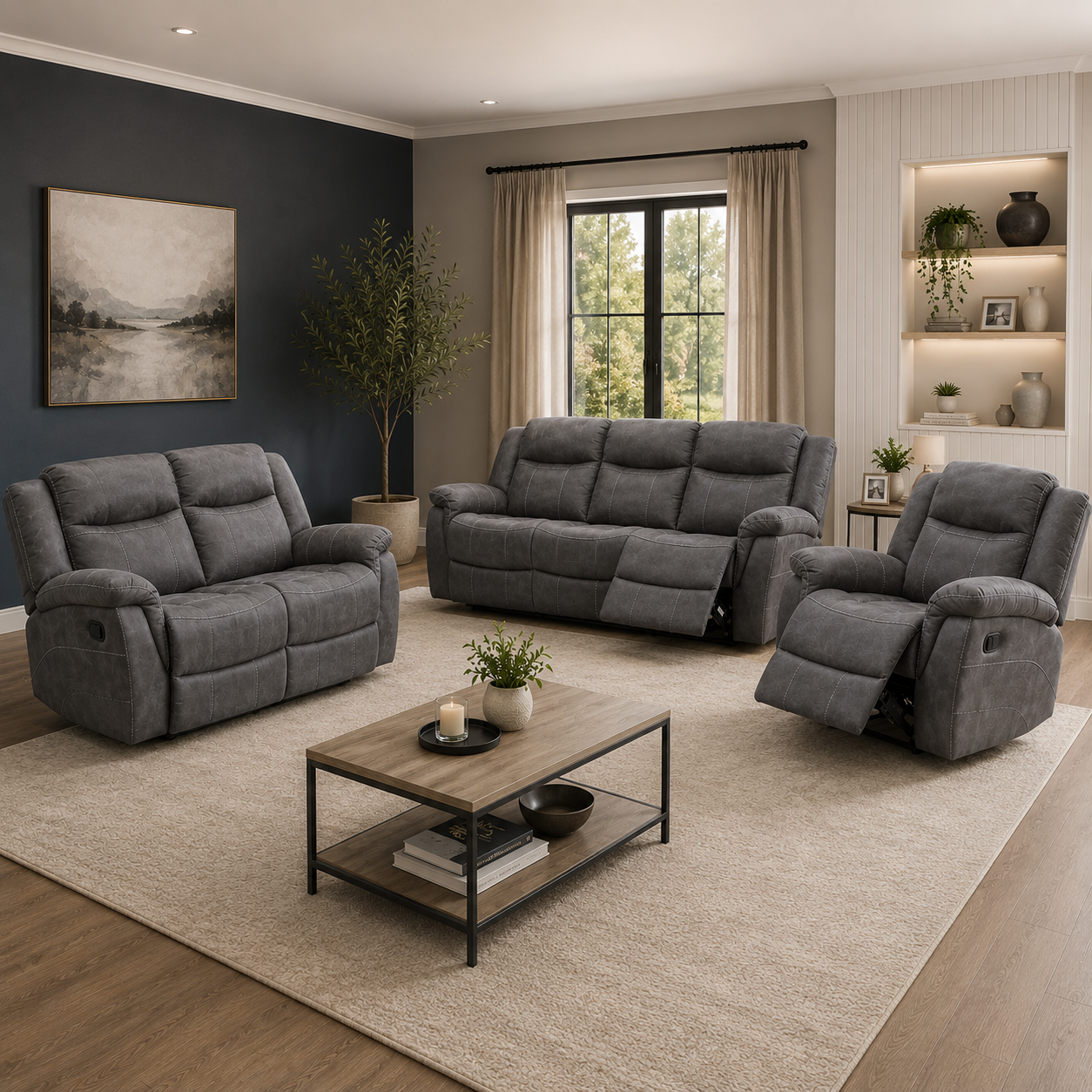 Dunmore Recliner Sofas - Dark Grey