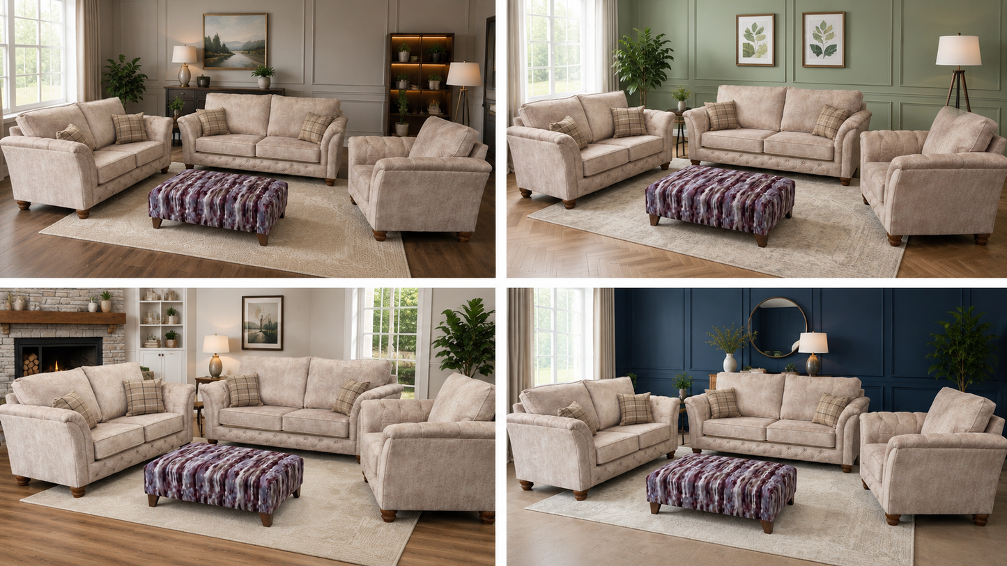 Mayfair Fabric 3+1+1 Seater Sofa Set
