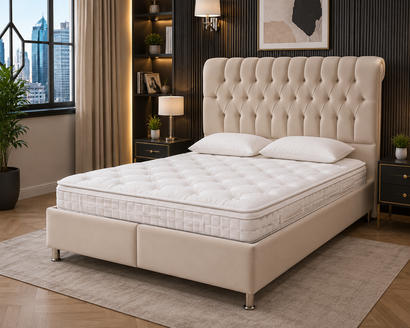 Kingsley Hama Gas Lift Storage Beds Biscuit