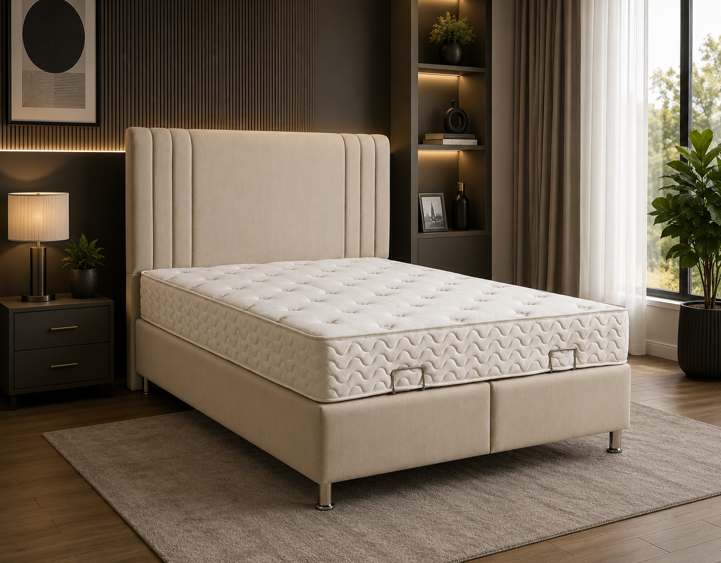 Kingsley Oslo Gas Lift Storage Beds Oatmeal