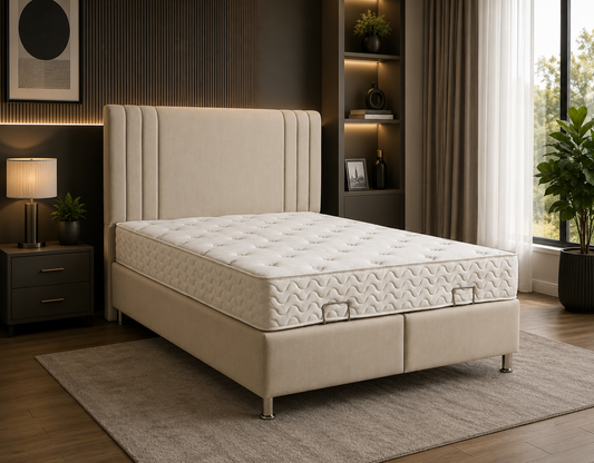 Kingsley Oslo Gas Lift Storage Beds Oatmeal