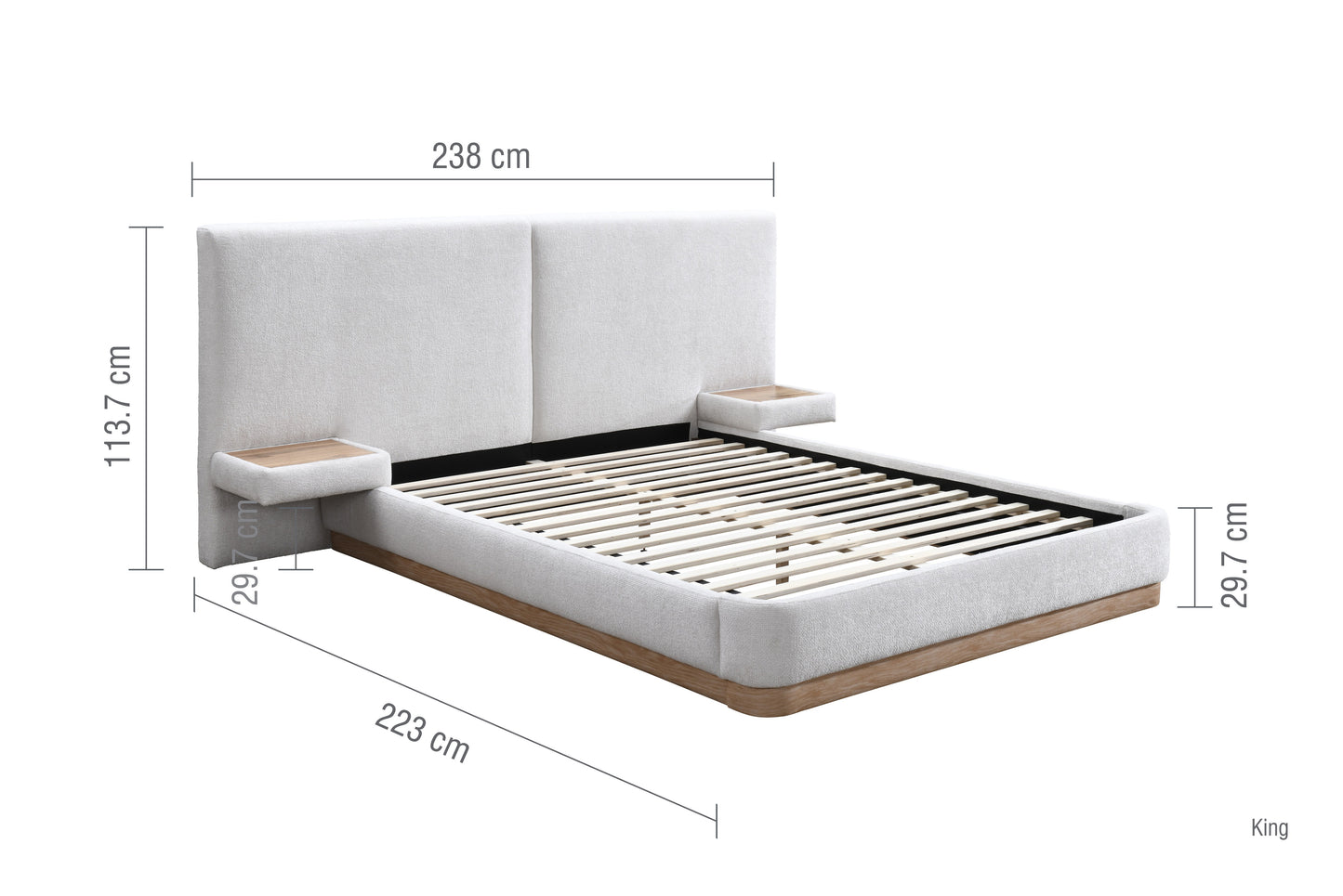 Como Light Grey Fabric Bed