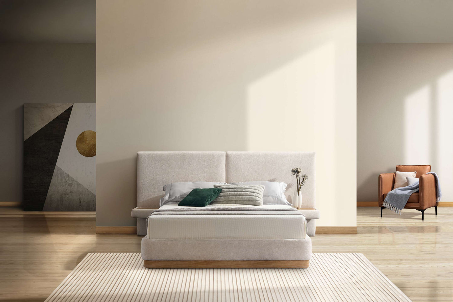 Como Light Grey Fabric Bed