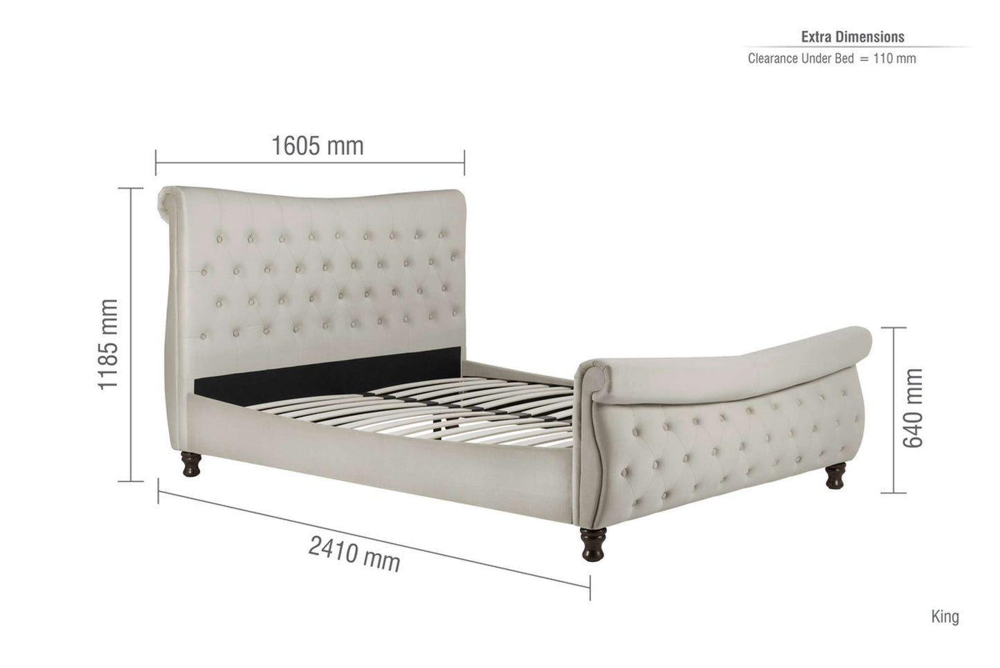 Copenhagen Stone Grey Fabric Bed