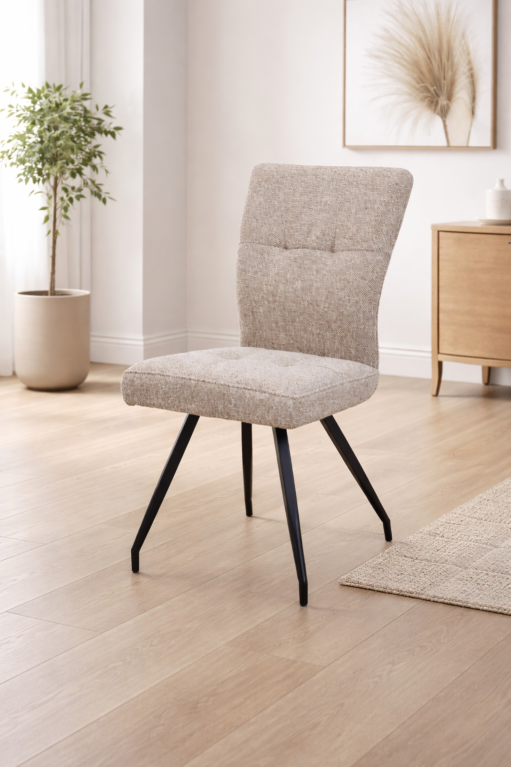 Elmstead 1.8m Medium Elm Veneer Table Set + 6x Carter Fabric Dining Chairs