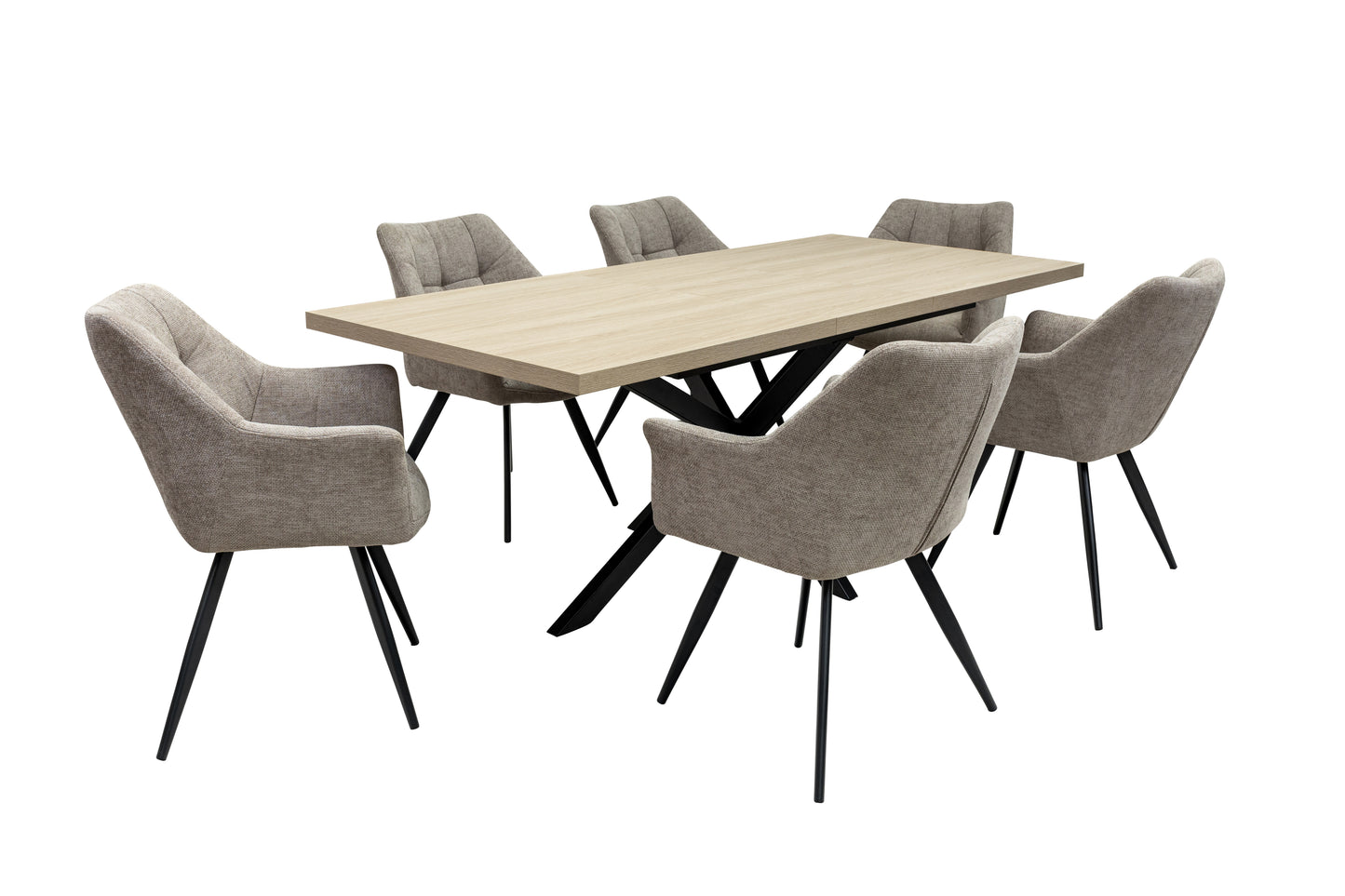 Willow 1.6m Extending (+40cm) Light Oak Dining Table Set + 6x Willow Dining Chairs