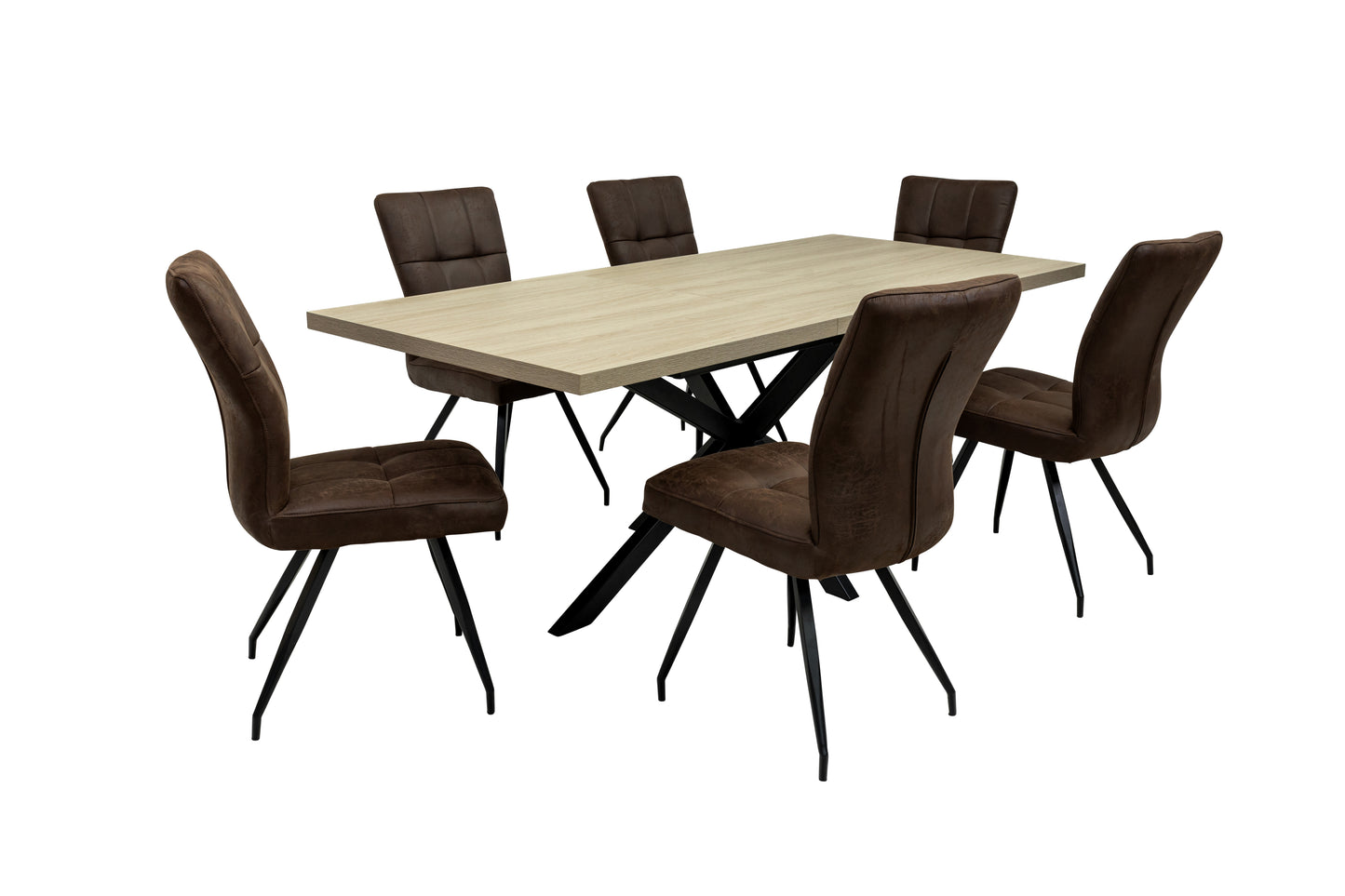 Willow 1.6m Extending (+40cm) Light Oak Dining Table Set + 6x Kensington Dining Chairs