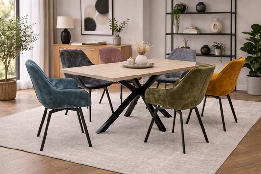 Willow 1.6m Extending (+40cm) Light Oak Dining Table Set + Orbit Dining Chairs