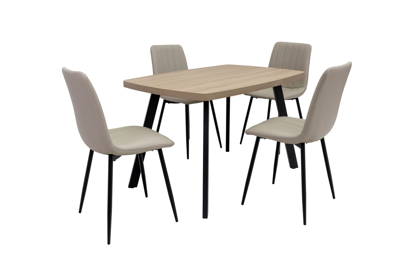 Willow 1.2m Light Oak Dining Table Set + Mason Dining Chairs