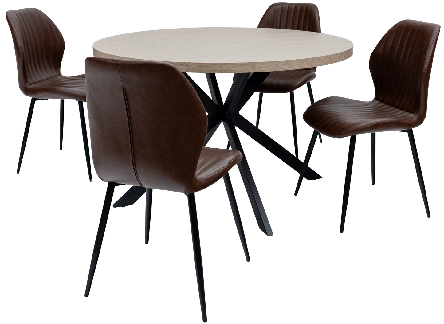 Willow 1.2m Light Oak Round Dining Table Set + Cambridge Dining Chairs