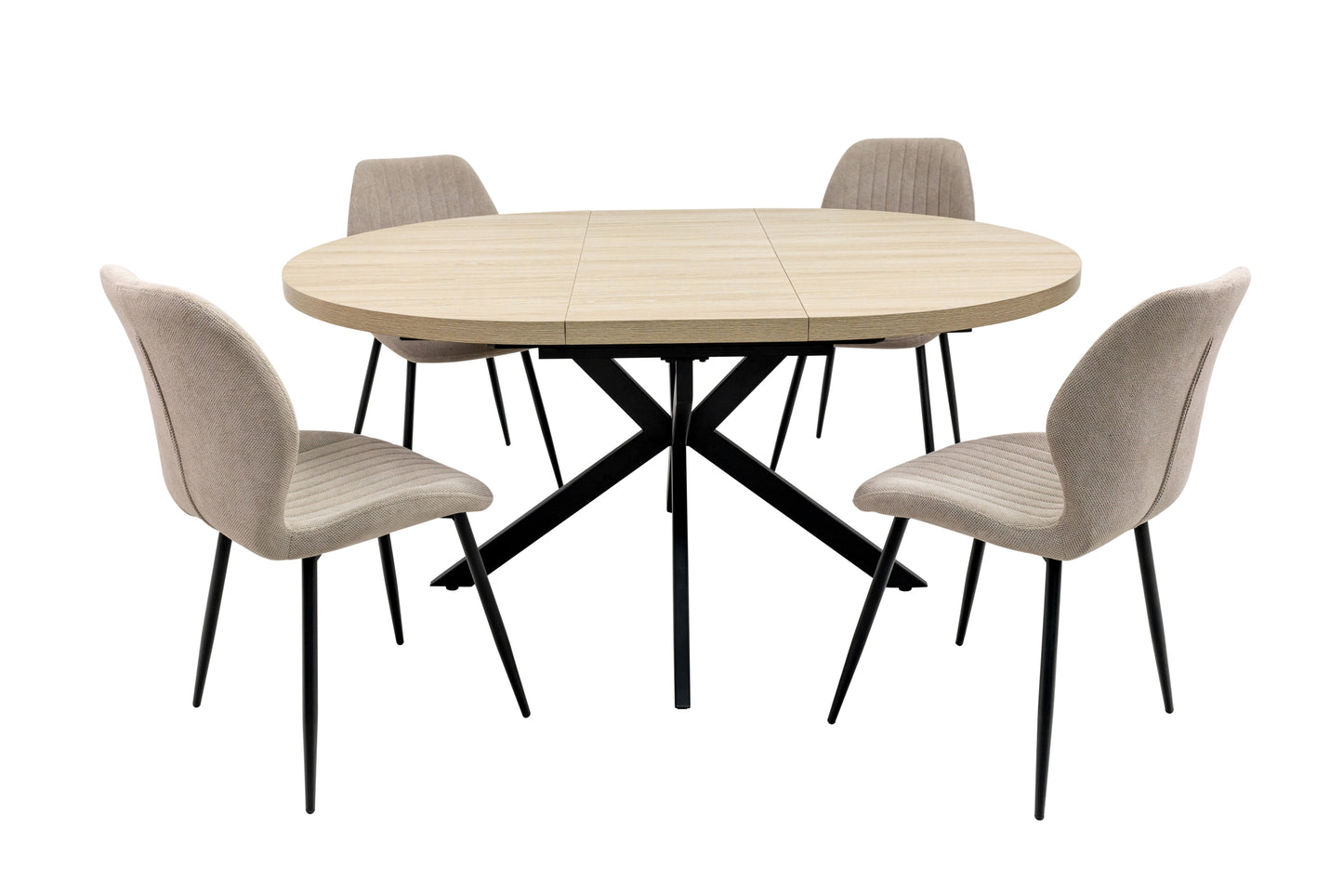 Willow 1.2m Extending (+40cm) Light Oak Round Dining Table Set + Ashton Chairs