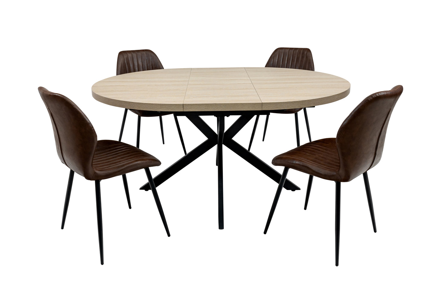 Willow 1.2m Extending (+40cm) Light Oak Round Dining Table Set + Cambridge Dining Chairs