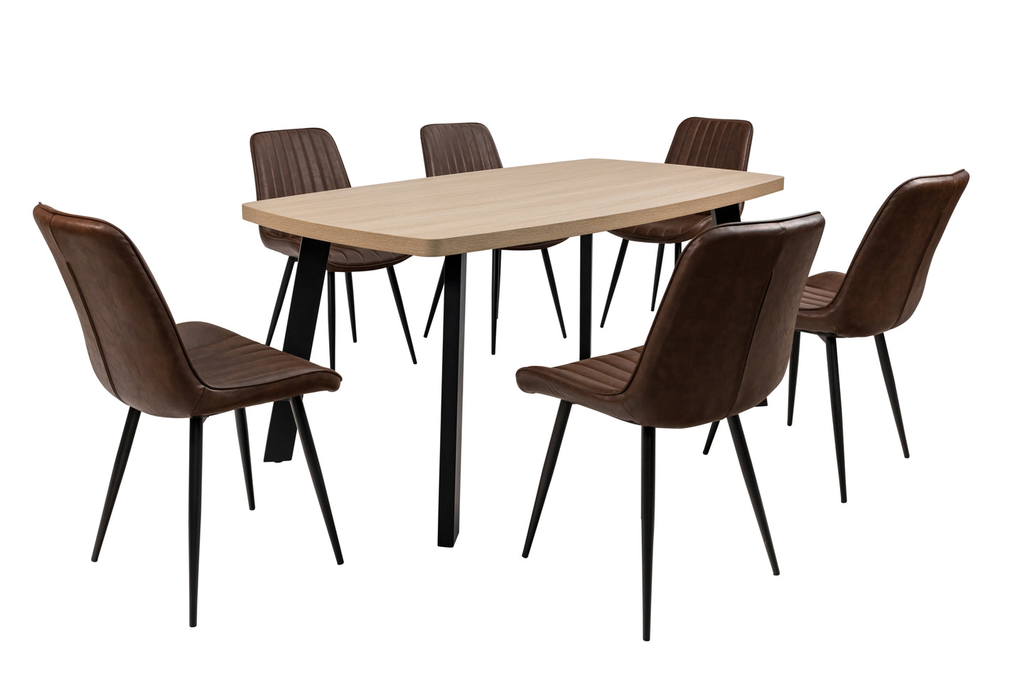 Willow 1.6m Light Oak Dining Table Set + Denver Dining Chairs