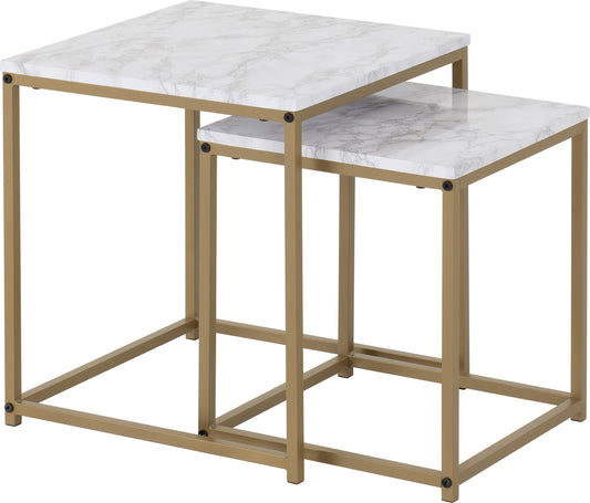 Dallas Nest of 2 Tables Marble/Gold Effect