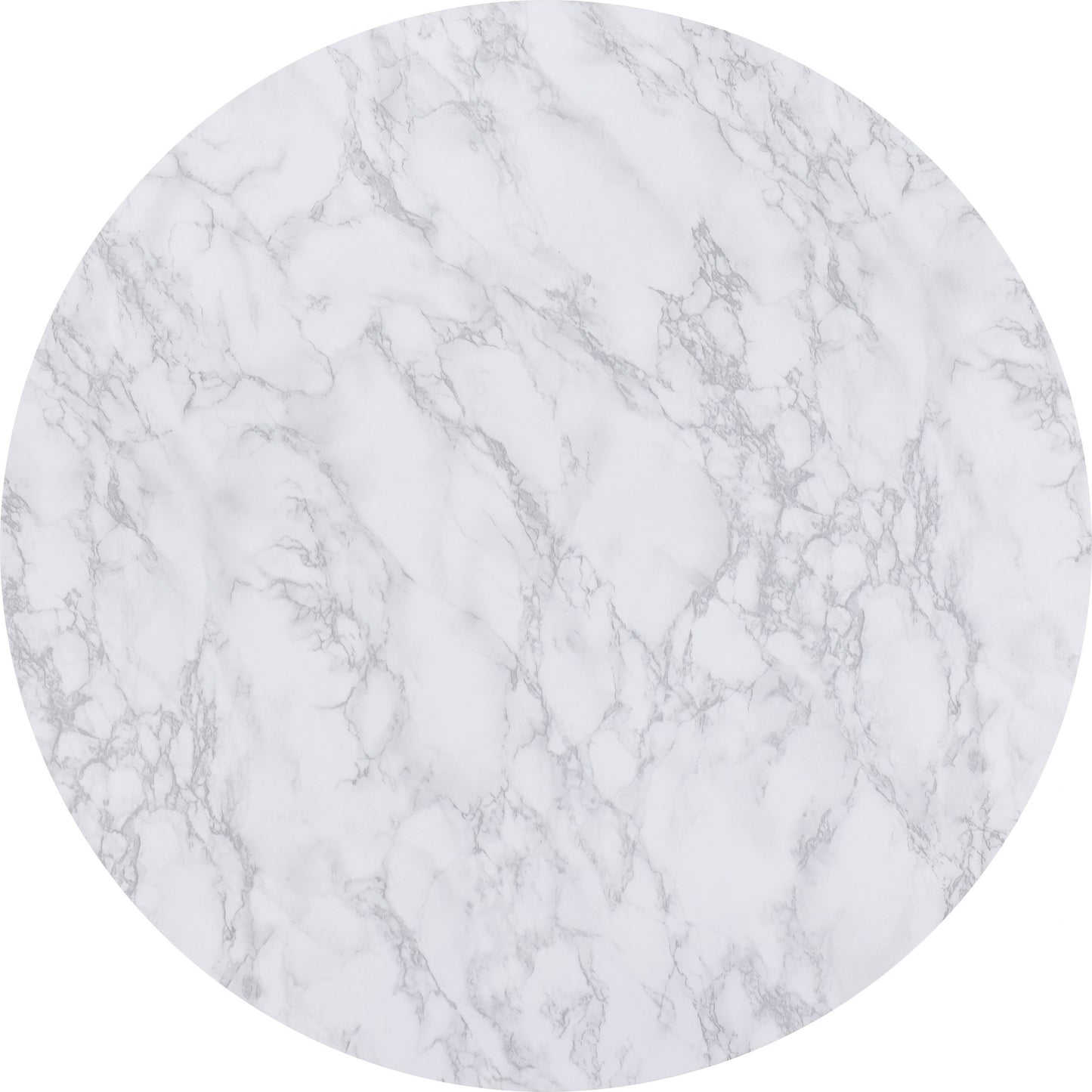 Round marble tile with gray and white pattern on a white background
