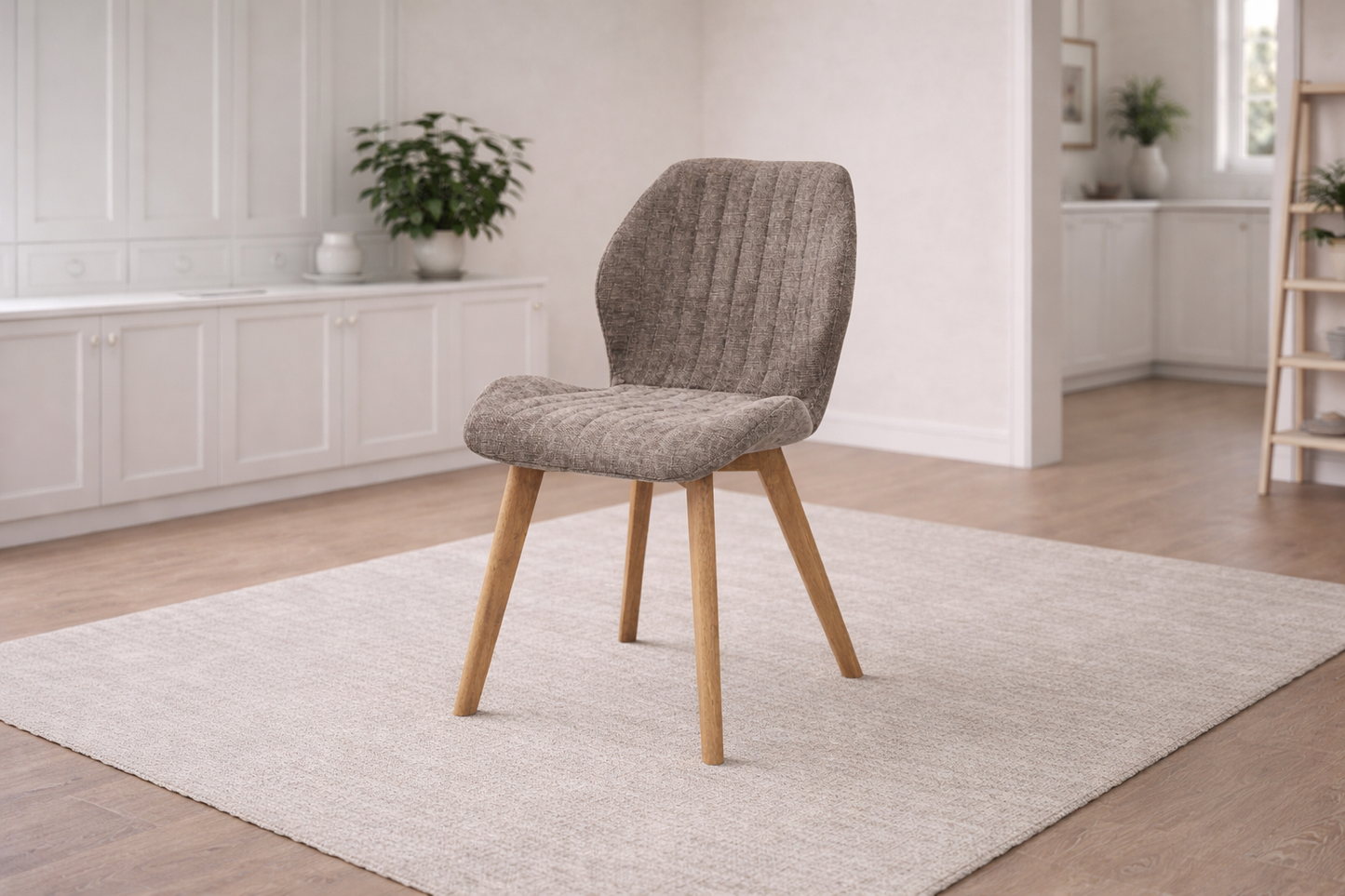 Henley Medium Oak Veneer 1.8m Dining Table Set + 6 Windsor Mocha Fabric Chairs