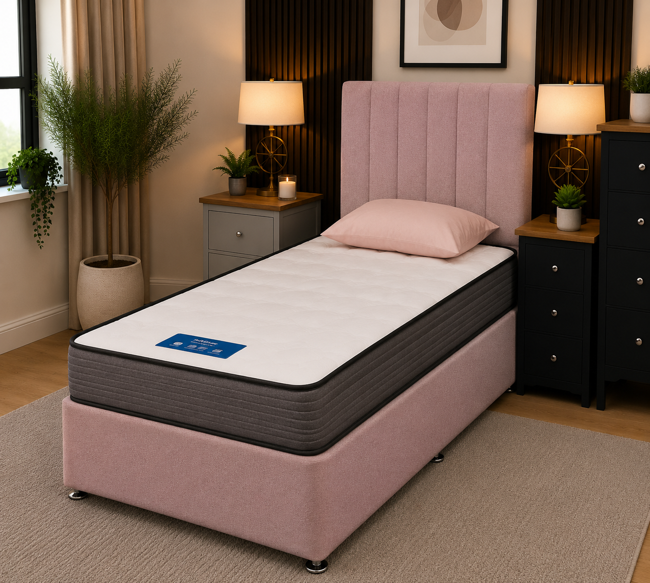 Divan Bed Set Deal - Vertical Bed + 1000 Pocket Mattress No.24