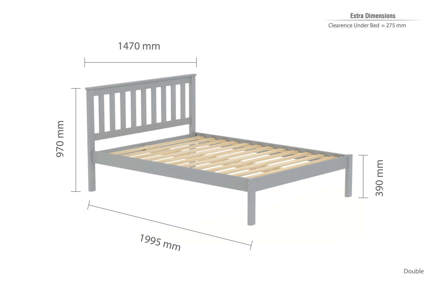 Denver Grey Wooden Bed