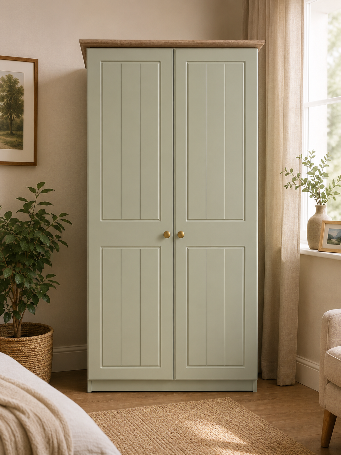 Millwood French Green Two Door Wardrobe