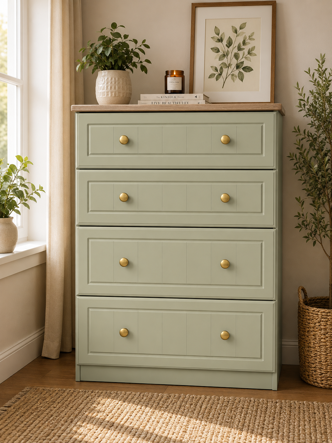Millwood French Green 4 Drawer Deep Chest