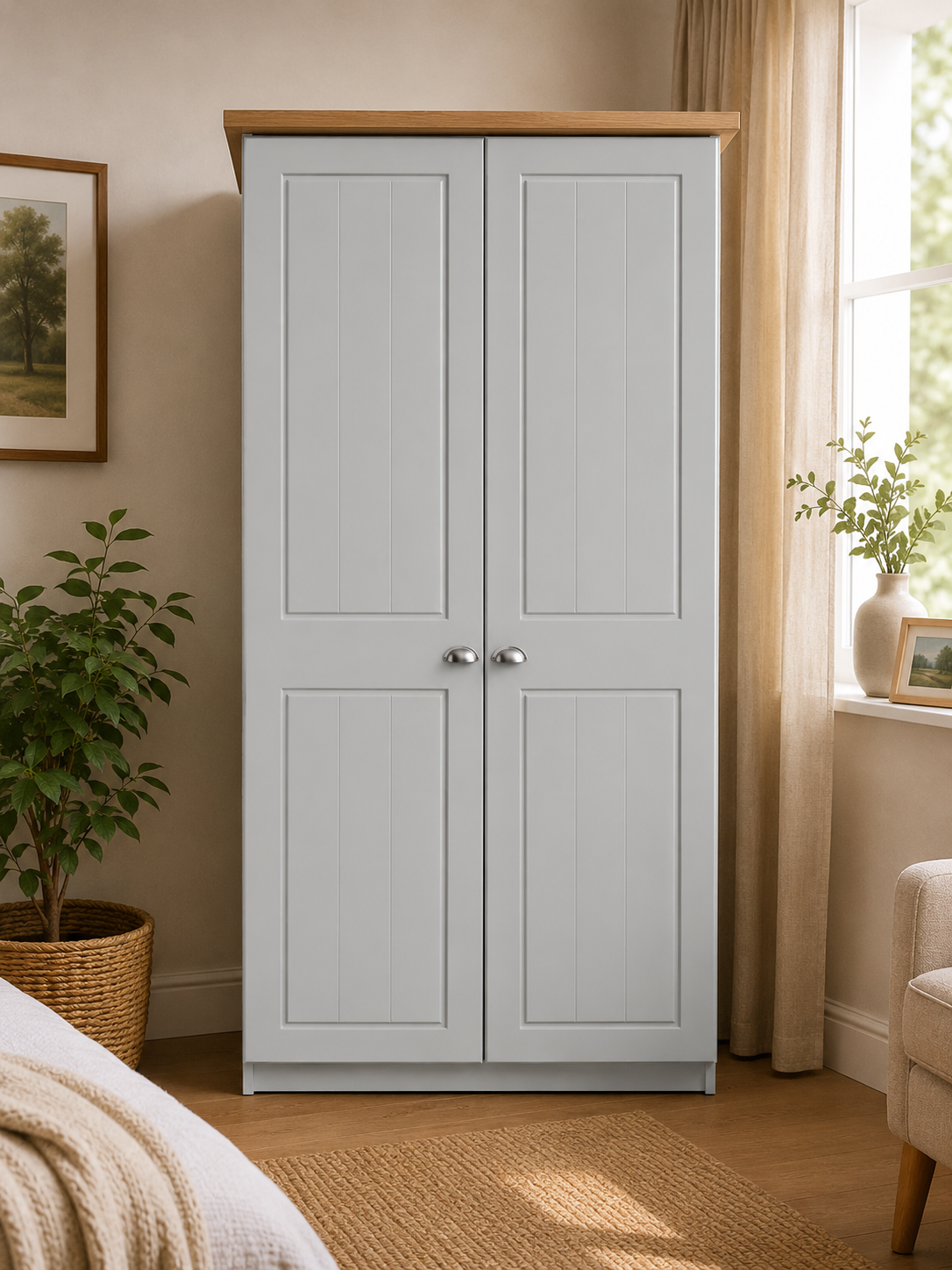 Millwood Light Grey Two Door Wardrobe