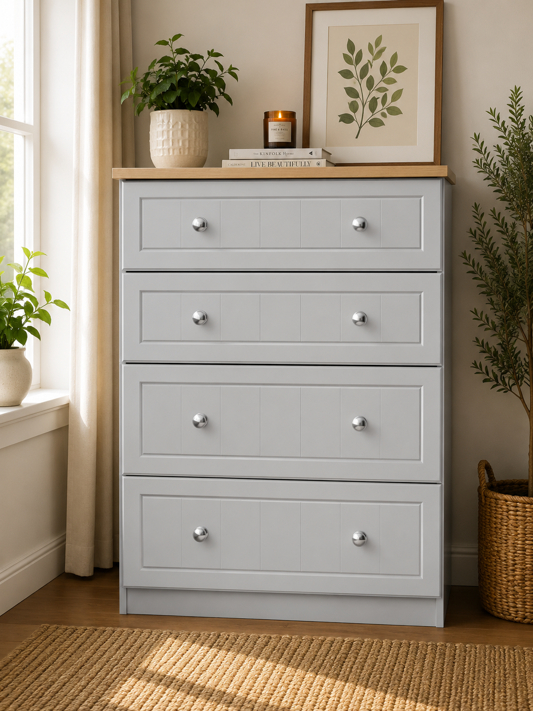 Millwood Light Grey 4 Drawer Deep Chest
