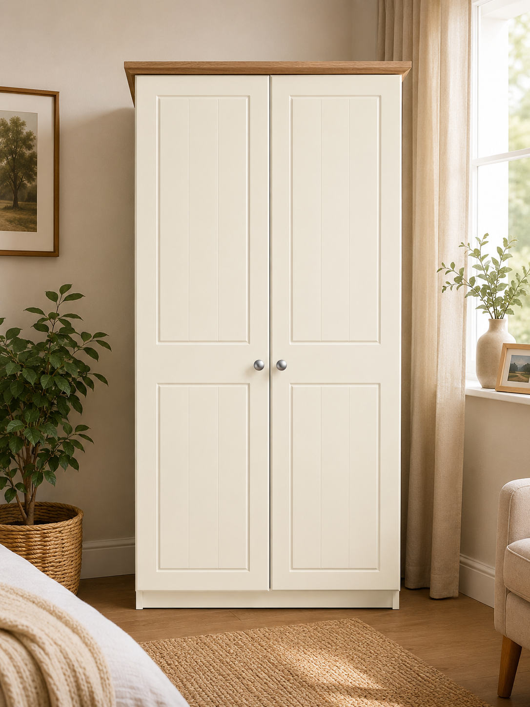 Millwood Stone White Two Door Wardrobe