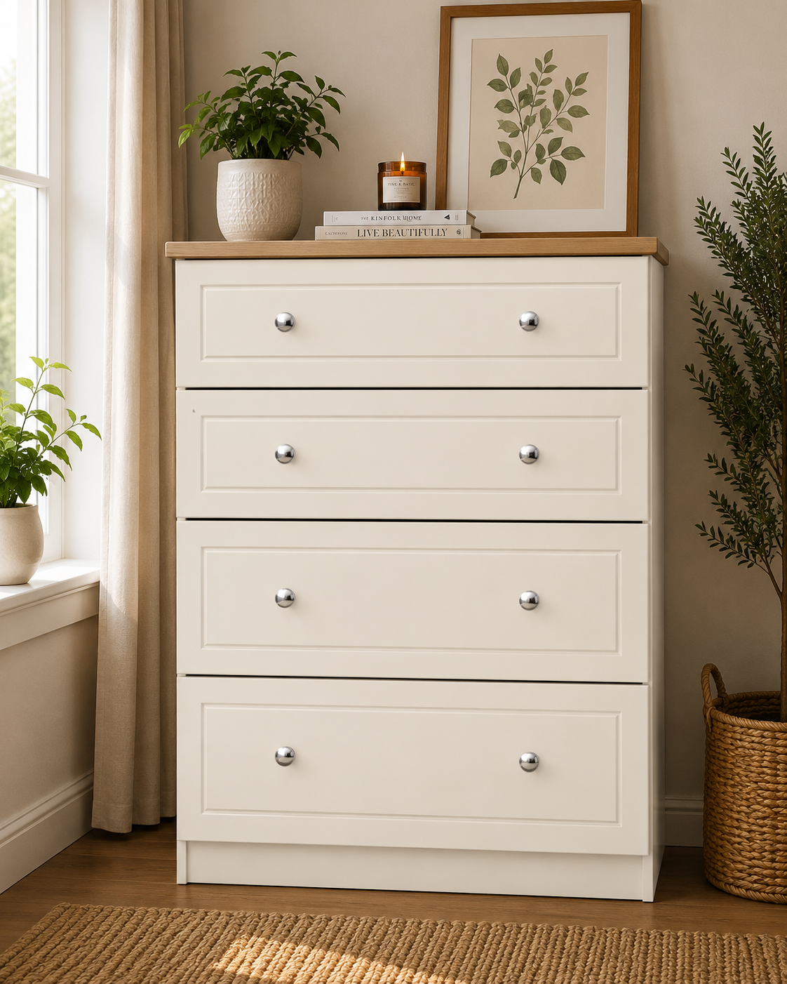 Millwood Stone White 4 Drawer Chest