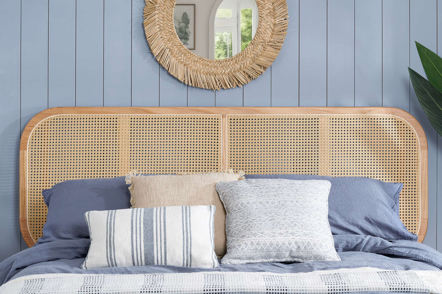 Elina Rattan Headboard Wooden Bed