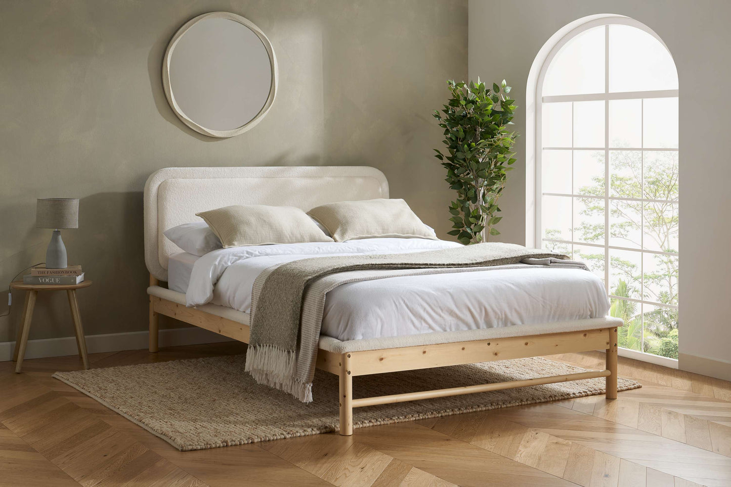Emmi Bouclé Fabric Wooden Bed