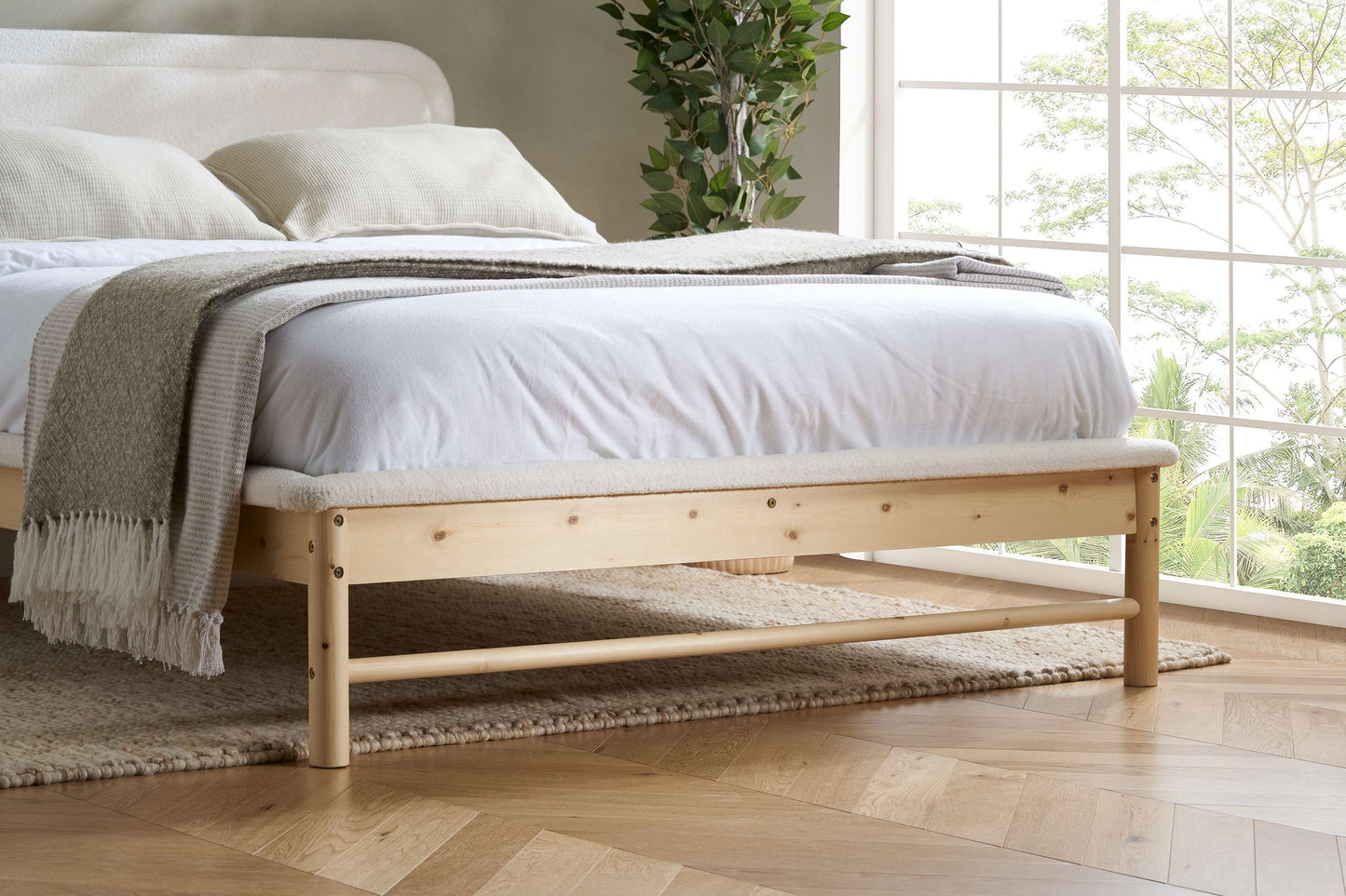 Emmi Bouclé Fabric Wooden Bed