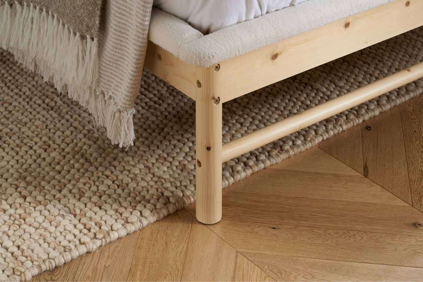 Emmi Bouclé Fabric Wooden Bed