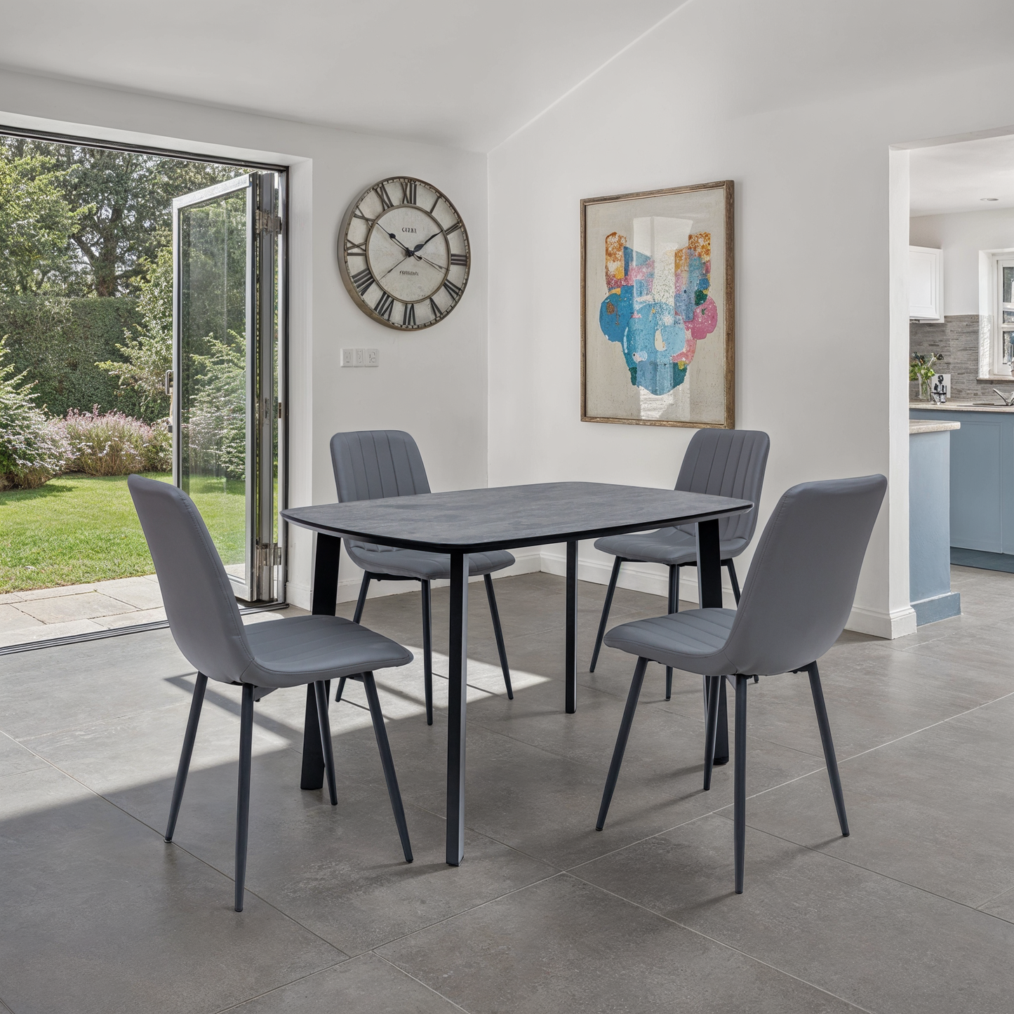 Nero 1.2m Charcoal Stone Dining Table