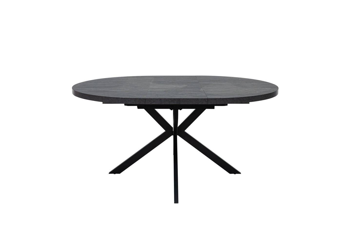 Nero 1.2m (+0.4m) Charcoal Stone Extending Round Dining Table Set + Axel Dining Chairs