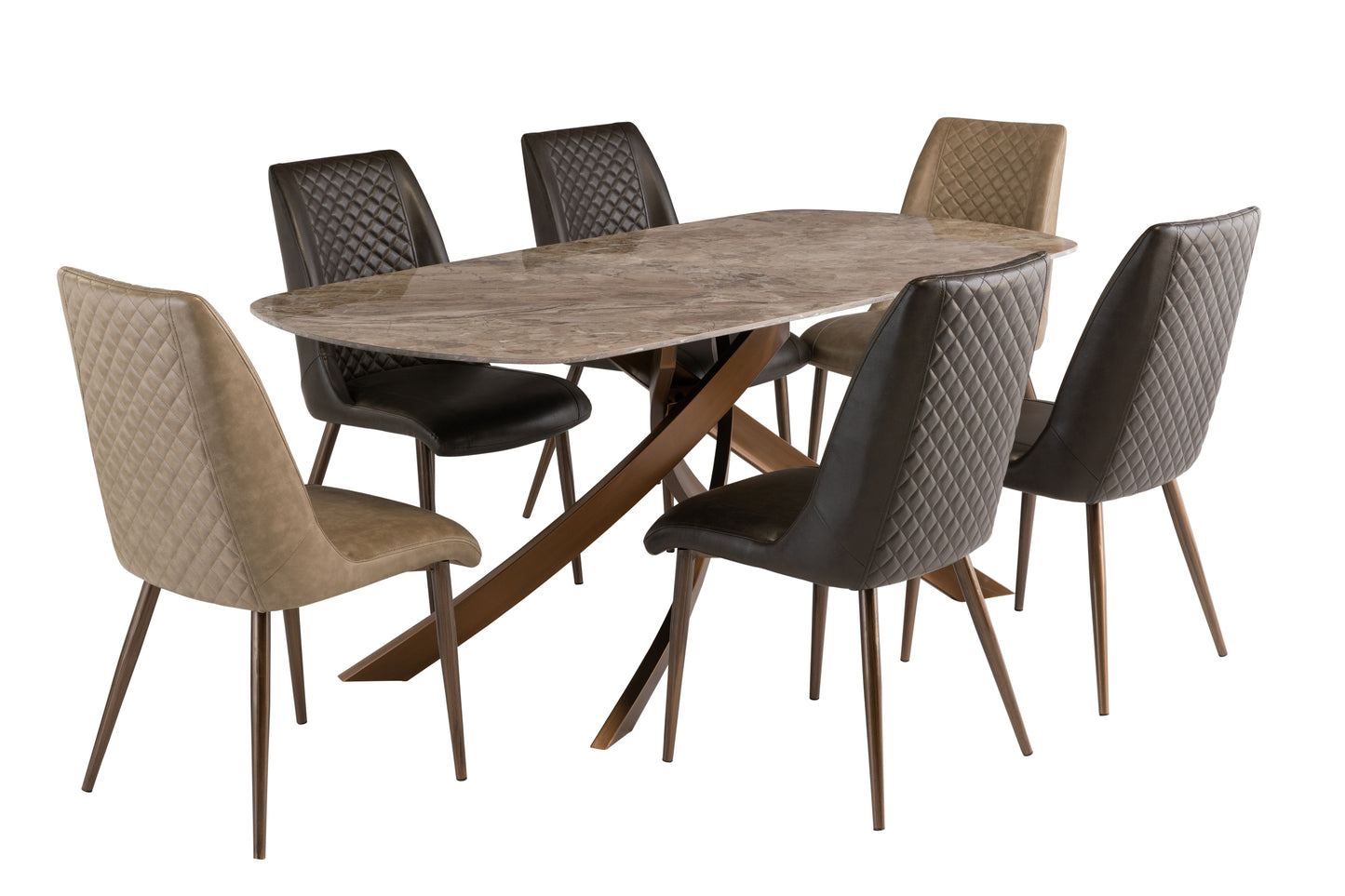 Monaco 1.8m Brown Marble Dining Table
