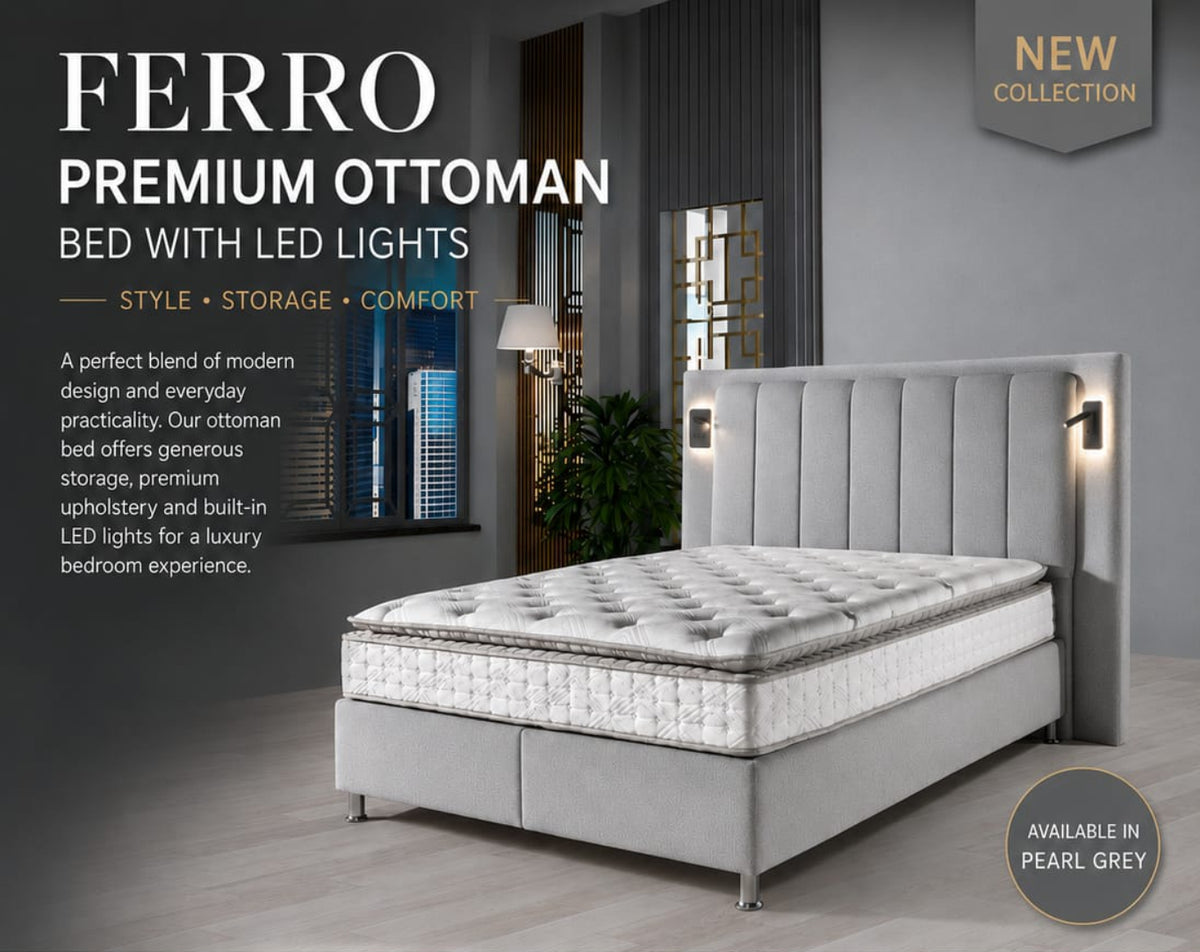 Ferro Pearl Grey Gas Lift Storage Beds
