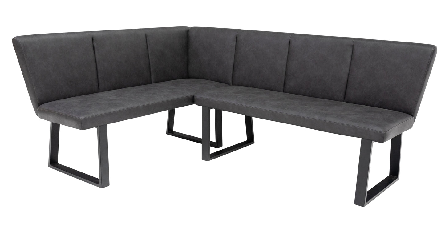 Tulsa Charcoal Faux Leather Corner Dining Bench