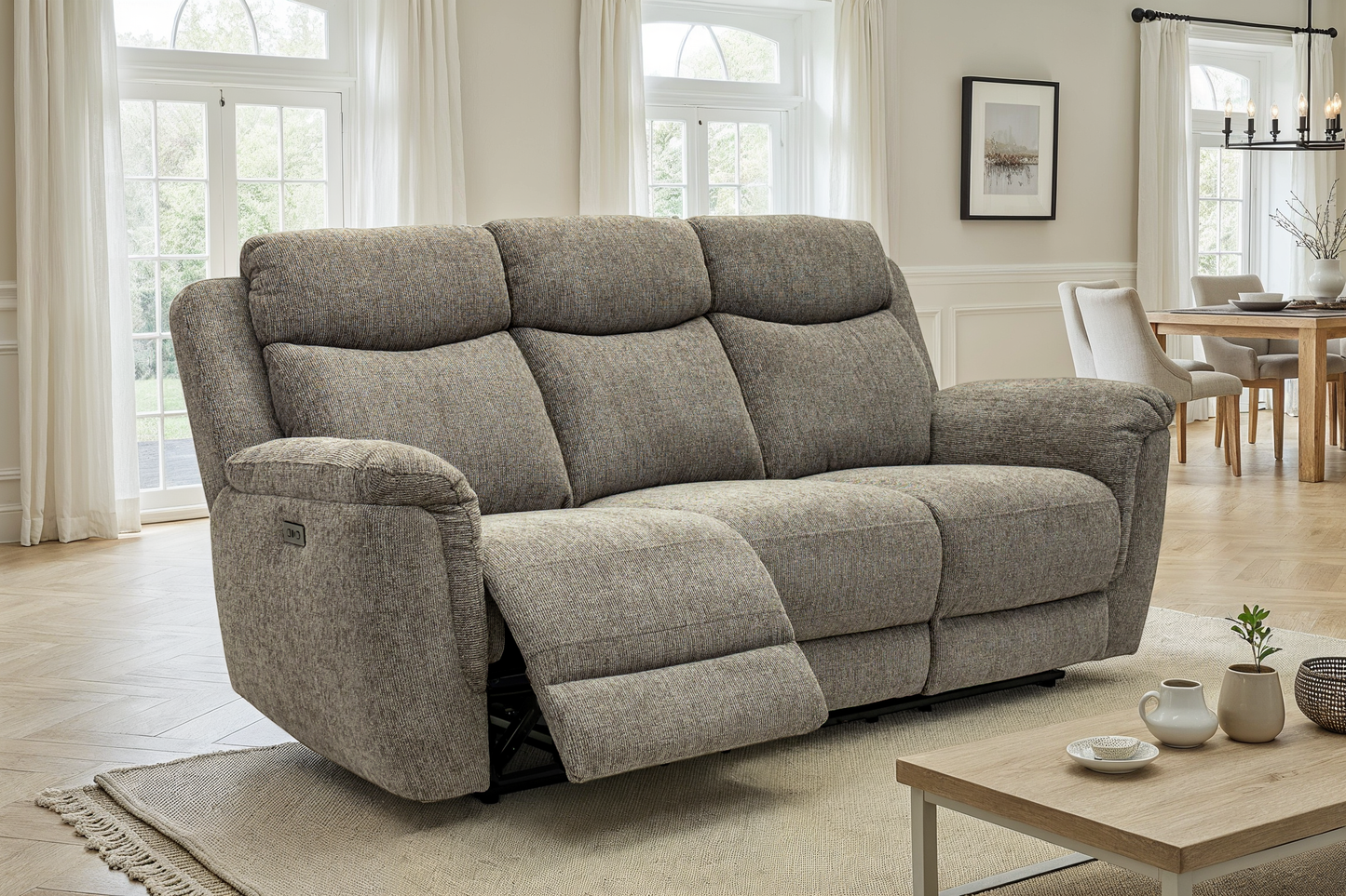 Finley Pebble Fabric Recliner Sofas