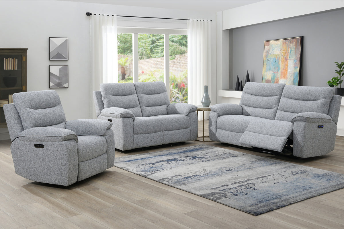 Girona Power Reclining Sofas - Silver Fabric