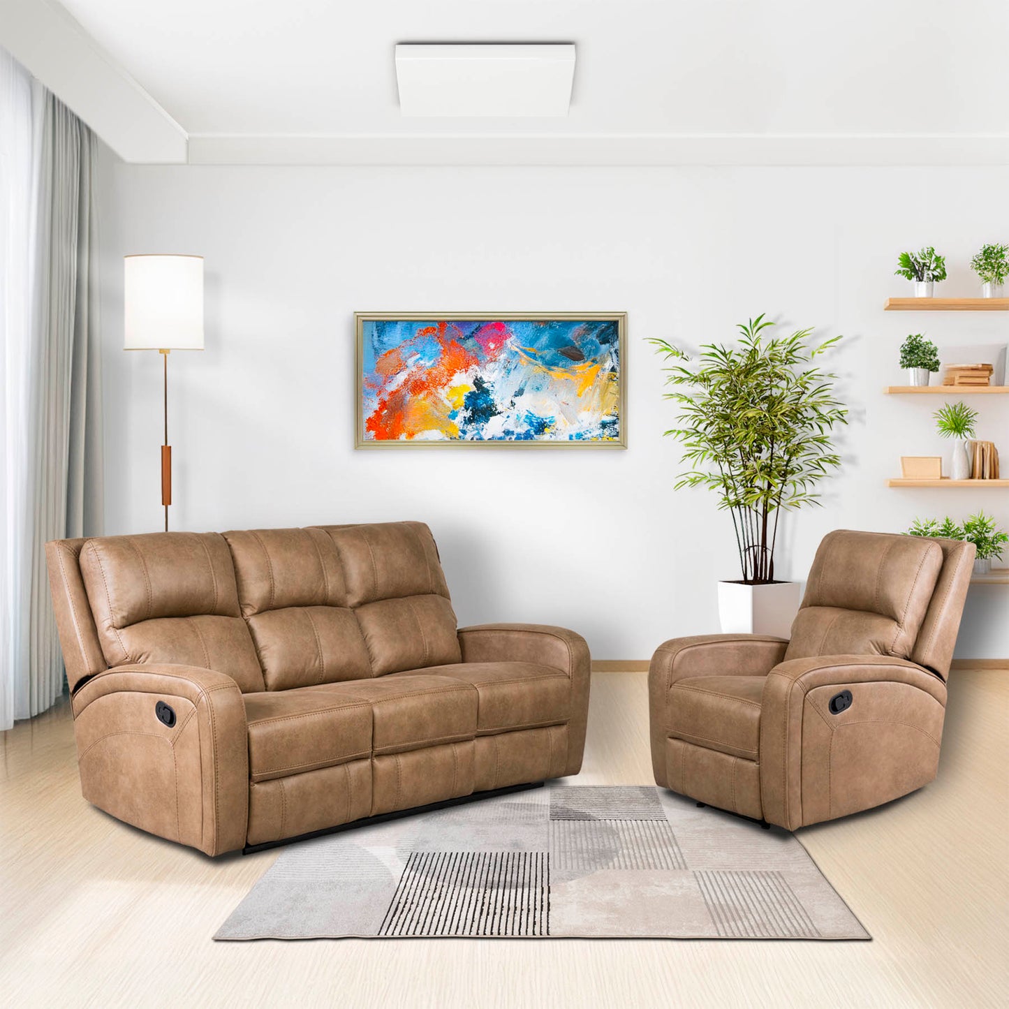 Galway Recliner Sofas - Tan Fabric