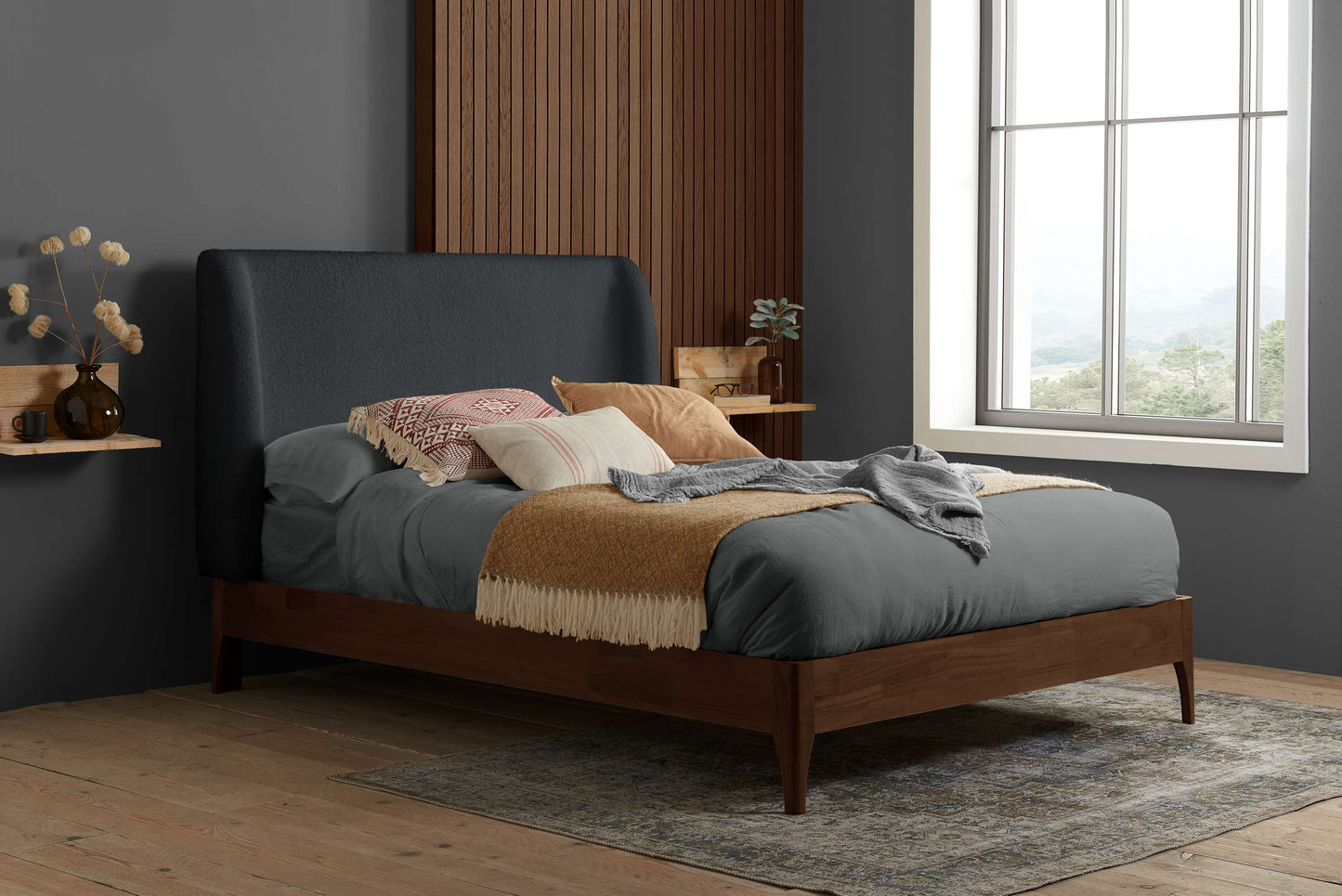 Halfden Grey Fabric Bed