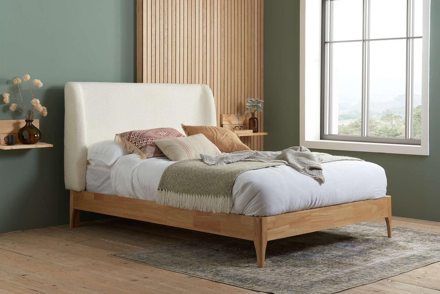 Halfden White Fabric Bed